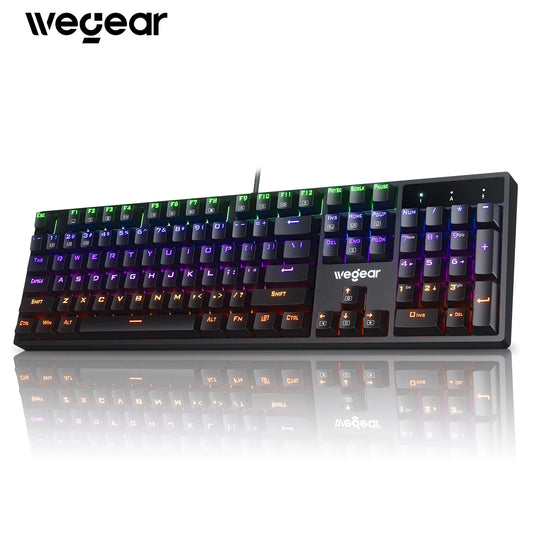 wegear Wired Gaming Mechanical Keyboard RGB Blue switches compatible with Win7/8/10/11 and XP ideal for PC laptop and desktop