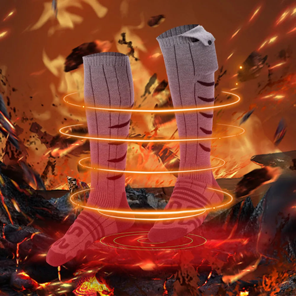 Electric Heating Socks 1/3 Gear Cold-Proof Skiing Sock USB Rechargeab Winter Warm Thermal Socks Washable for Cycling Camping