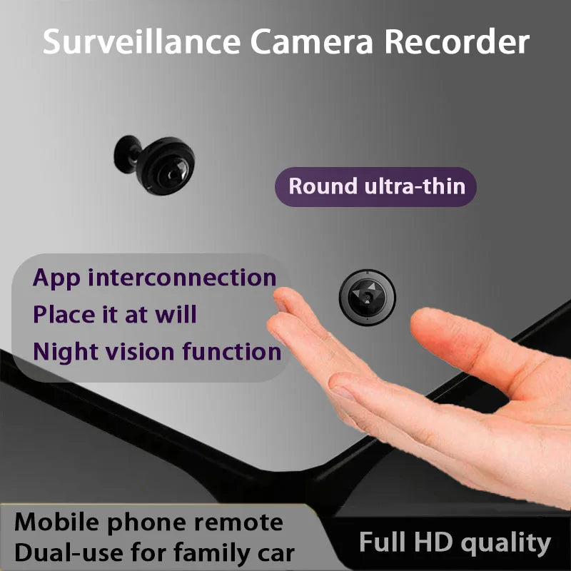 D Brand Smart Compact Camera 360-Degree No Blind Spots Wireless Mini Full Hd Night Vision Camera Suitable for Home Pet and Vehicle Monitoring Home Use Wifi Connected to Mobile Phone Remote Mini Portable Camera Motion Detectio