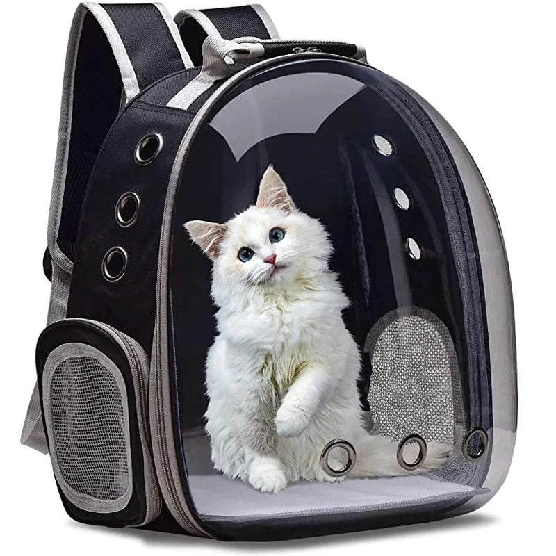 Cat Pet Carrier Backpack - Transparent Capsule Bubble Design, Breathable for Small Animals (Puppy/Kitty/Bird), Ideal for Travel