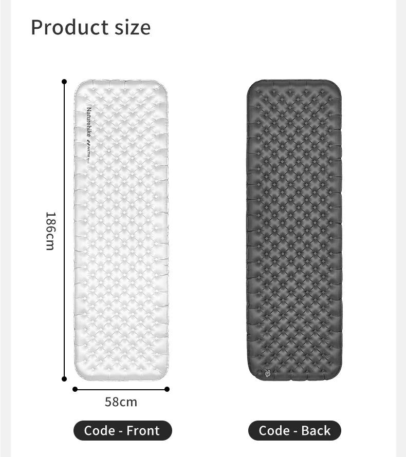 Naturehike R6.5 Air Mattress 10cm Thickened Ultralight Sleeping Pad for Camping Hiking Warm Portable Outdoor Inflatable Mattress